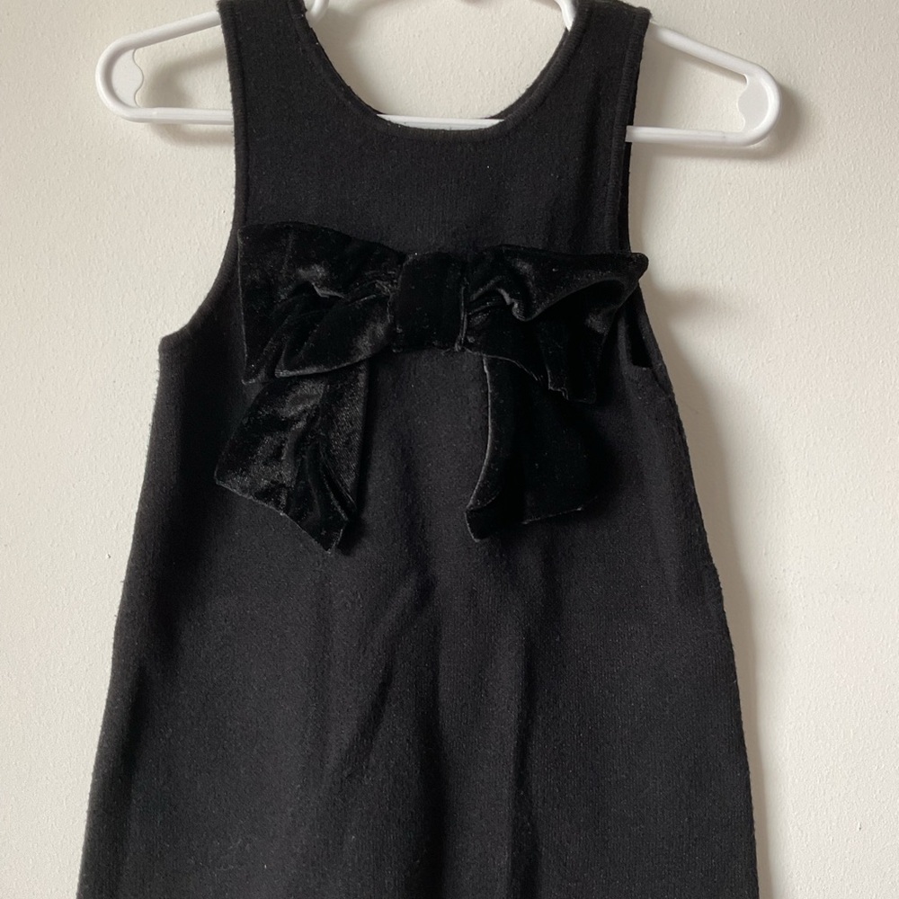 Zara Black Textured midi bow dress for girls